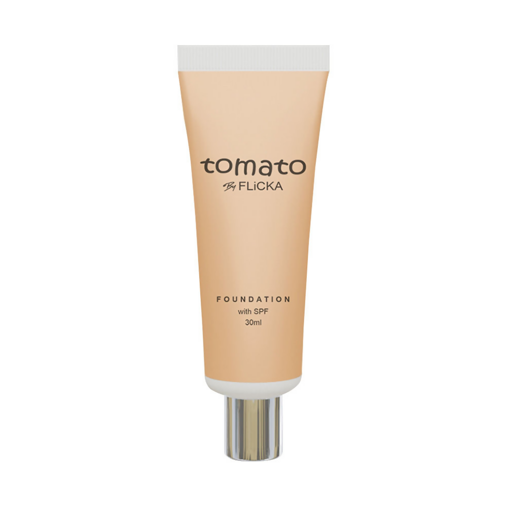 Flicka Cosmetics Tomato Liquid Foundation With Spf Long Lasting Lightweight All Skin Types - Beige - Distacart