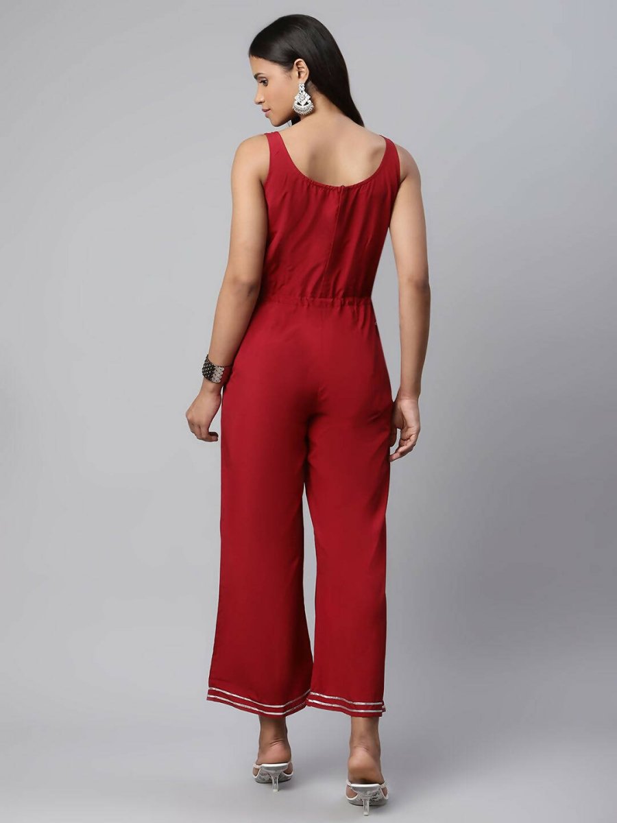 Ahalyaa Womens Maroon Chiffon Printed Jumpsuit - Distacart