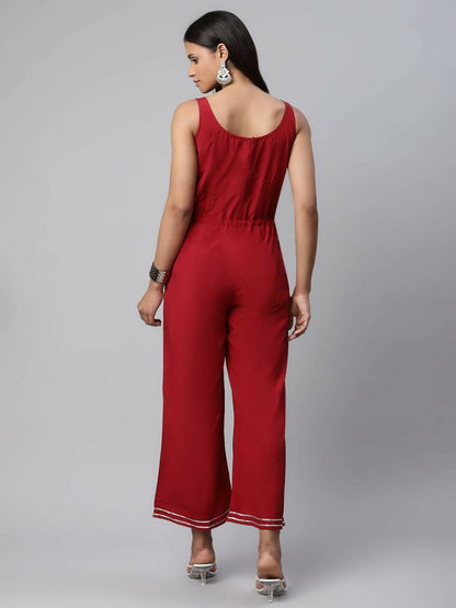 Ahalyaa Womens Maroon Chiffon Printed Jumpsuit - Distacart