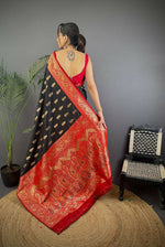 Thumbnail for Joban Fashion Banarasi Black Woven Butti Soft Silk Saree
