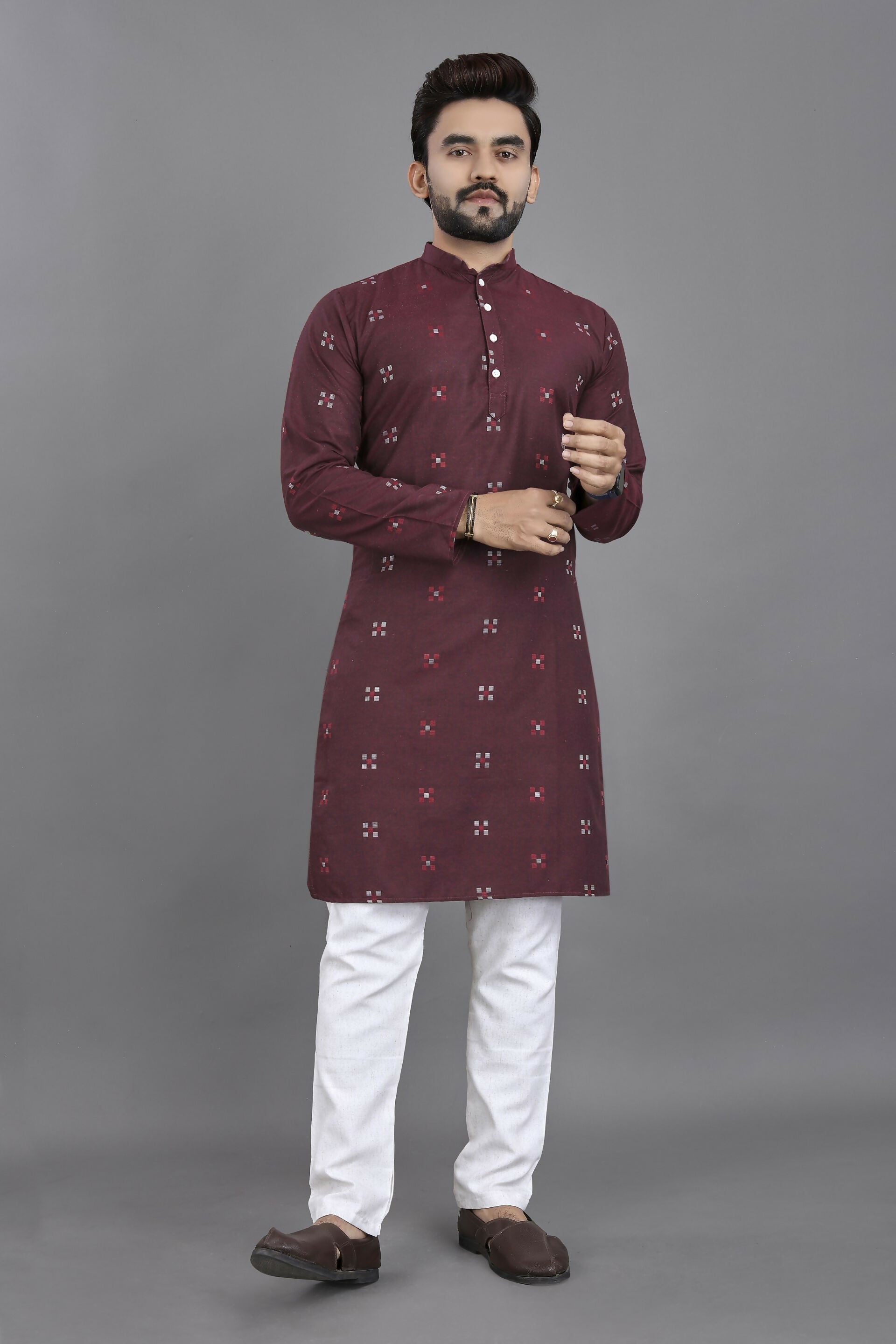 Anaita Purple Weaving Linen Cotton Straight Kurta - Distacart