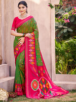 Thumbnail for Shree Shyam Fashion Mehandi Pochampally Silk Saree - Distacart