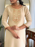 Thumbnail for The52 Chiku Women's Beautiful Rayon Fabric Embroidered Work Straight Kurta Pant and Dupatta Set - Distacart