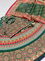 Thumbnail for Preksha Creation Indian Navratri Special Cotton Women Lehenga Choli With print work and lucknowi print dupatta - Green - Distacart