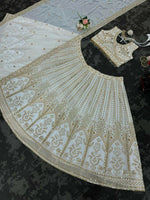 Thumbnail for Jyoti Fashion Women's White Faux Georgette Sequins with Thread Embroidered Designer Lehenga Choli Set - Distacart