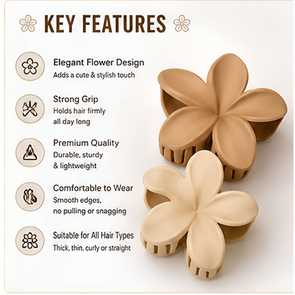 Bronson Professional Hair Claw Clips Medium Matte Flower Hair Clutcher - Dista