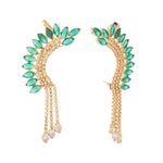 Thumbnail for Nuyug 22K Gold Plated Faux Emerald Studded Contemporary Ear Cuff Earrings - Distacart