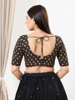 Thumbnail for Joban Fashion Black Silk Padded Blouse With Sweetheart Neck Elbow Sleeves - Distacart