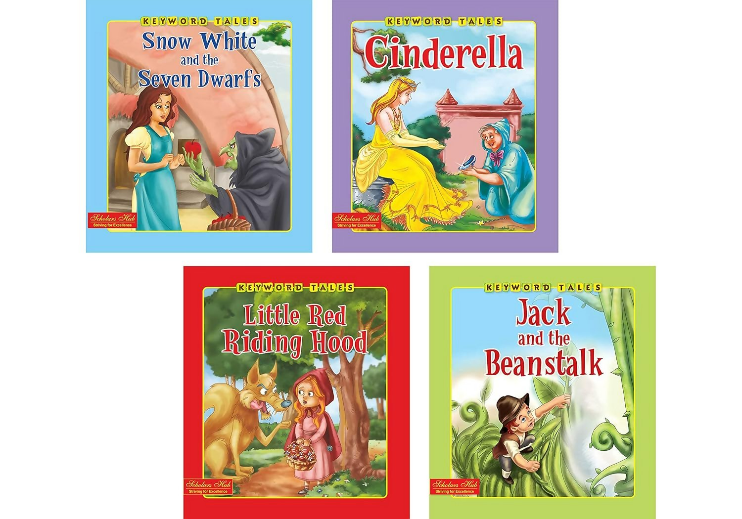 Storybook For Kids: Scholars Hub Keyword Tales Story Book Set-2 (Set Of 4 Story Books) (Illustrated) (For Ages 4+) | 64 Pages | Thumbelina | Sleeping Beauty | The Gingerbread Man | The Jungle Book - Dista