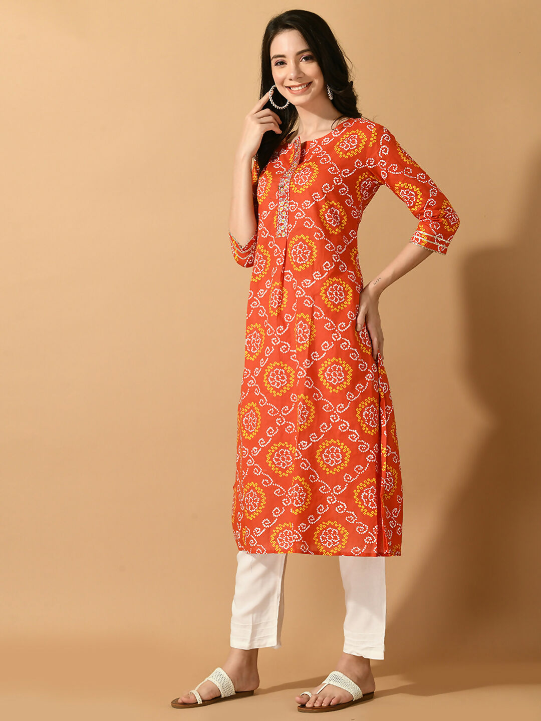 Myshka Women's Multi Flared Printed Festive Kurta - Distacart