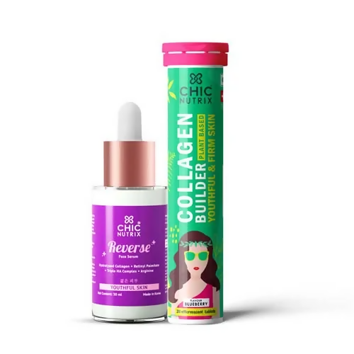 Chicnutrix Korean Anti-Ageing Routine Combo - Vegan Collagen Builder + Reverse Anti-Aging Serum - Distacart