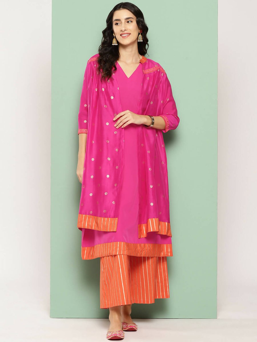 Ahalyaa Women's Traditional wear Kurta Set - Pink - Distacart