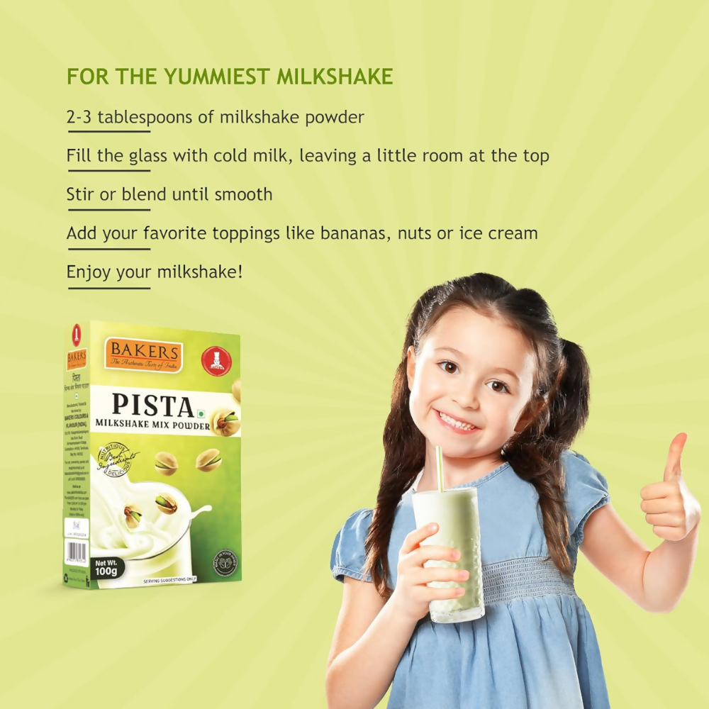 BAKERS Milk Shake Mix Powder - Pista Flavor - Dista