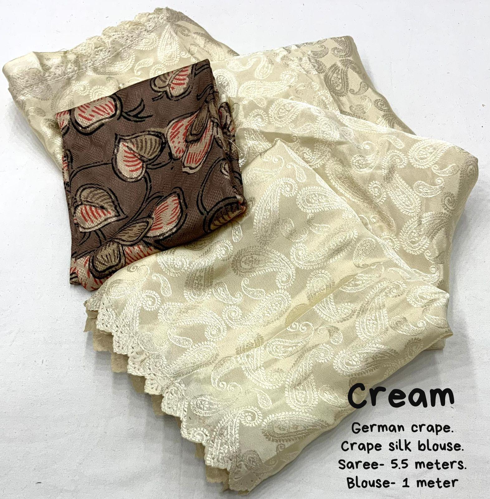 Cream Poly Silk Ethnic Motifs Saree with Unstitched Blouse - Hiral Fashion - Distacart