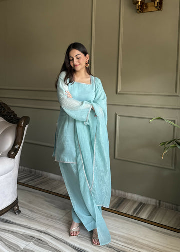 Teeya Creation Sky Color Crunchy Silk Party Wear Salwar Suit - Distacart