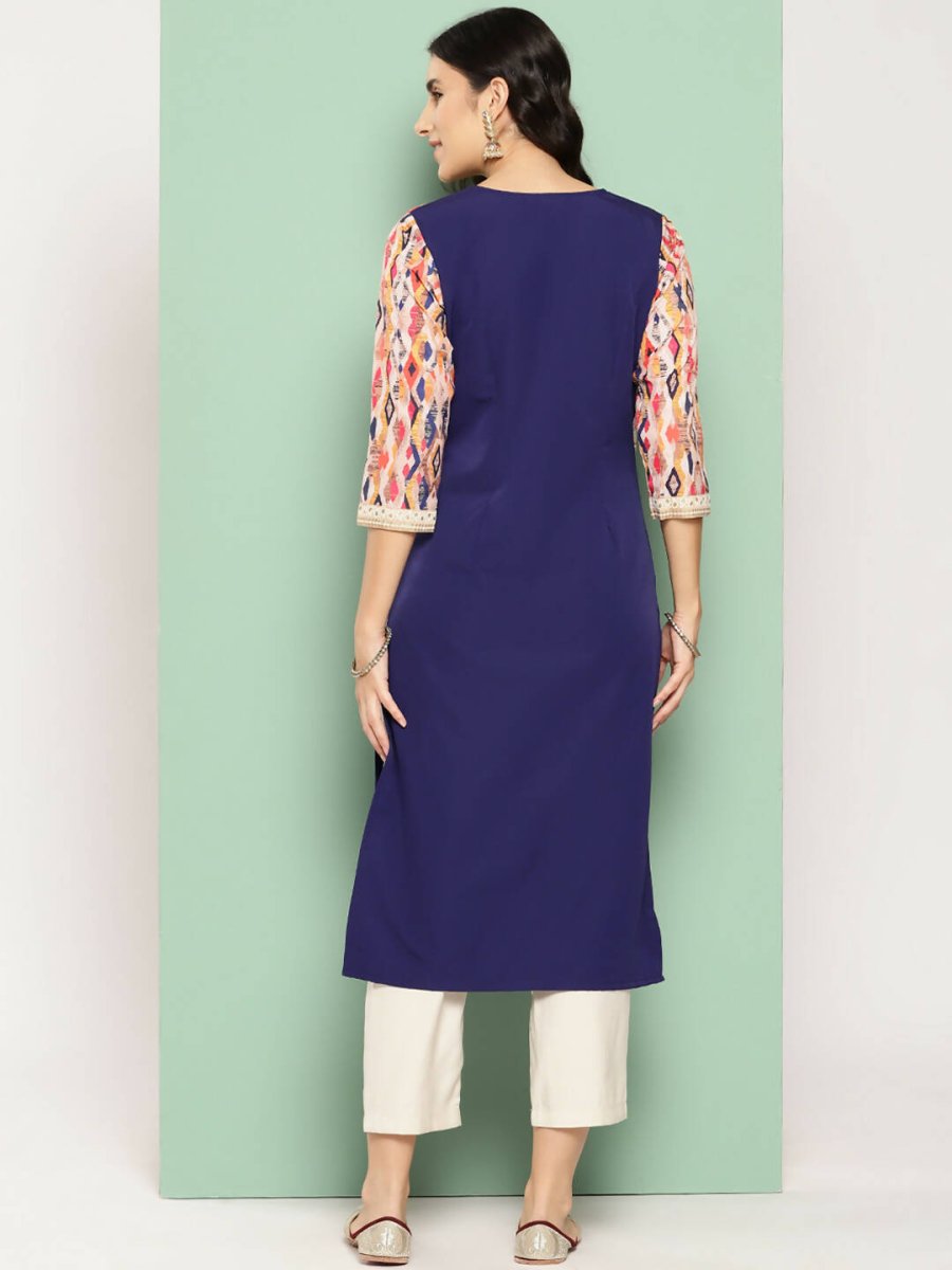 Ahalyaa Women's Traditional wear Kurta - Navy Blue - Distacart