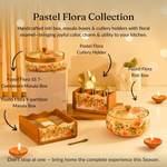 Thumbnail for Brick Brown Handcrafted Enamel Coated Wooden Pastel Flora Roti Box