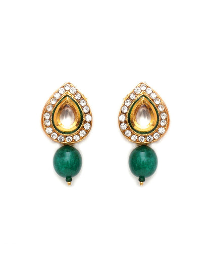 Emerald Stone Kundan Studs (Gold) - Ruby Raang - Distacart