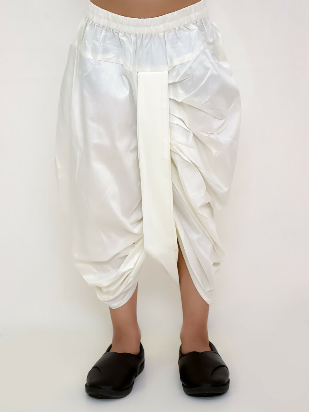 Lil Drama Genda Phool White Kurta and Dhoti with Mustard Jacket Set for Boys