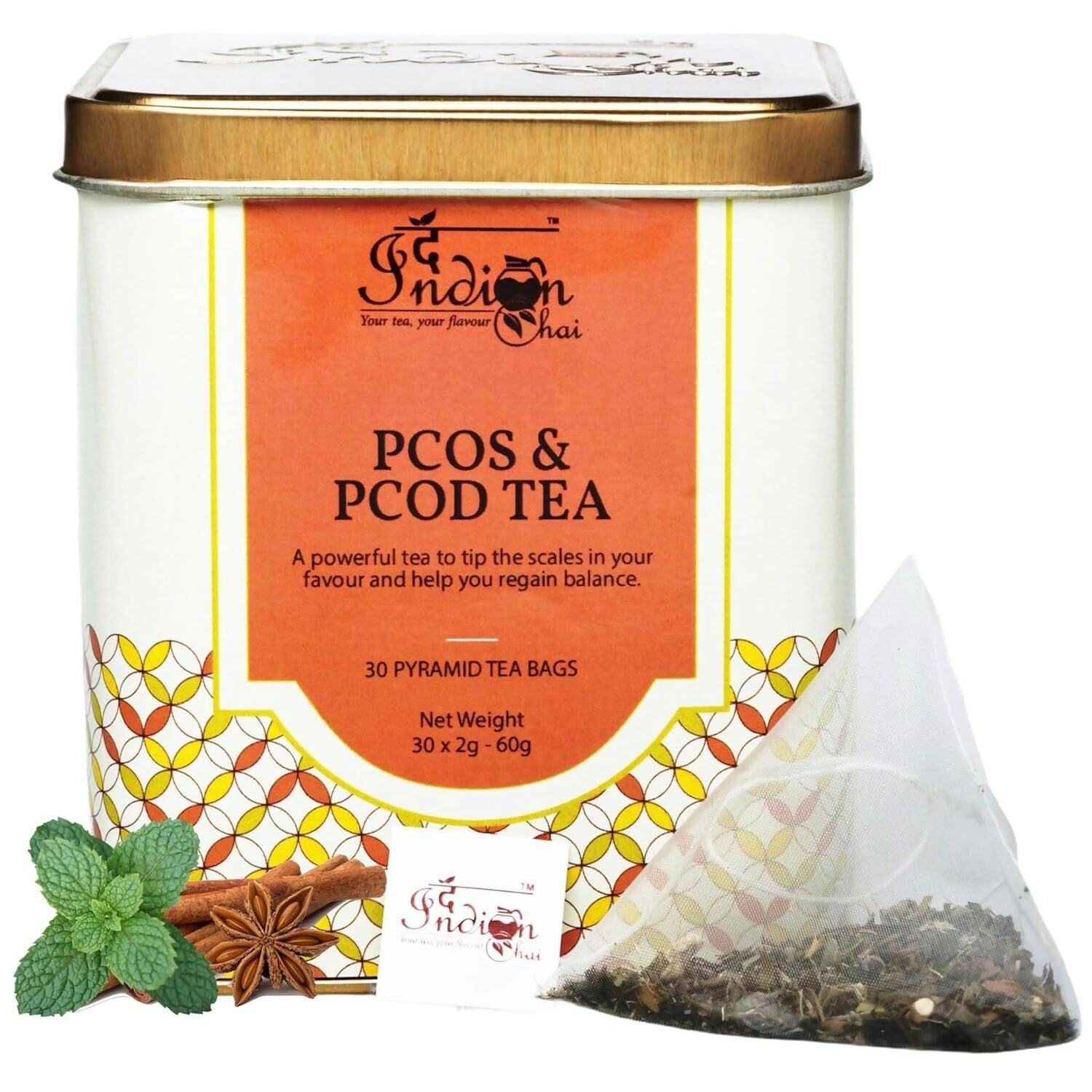 The Indian Chai – PCOS & PCOD Tea 30 Pyramid Tea Bags - Distacart