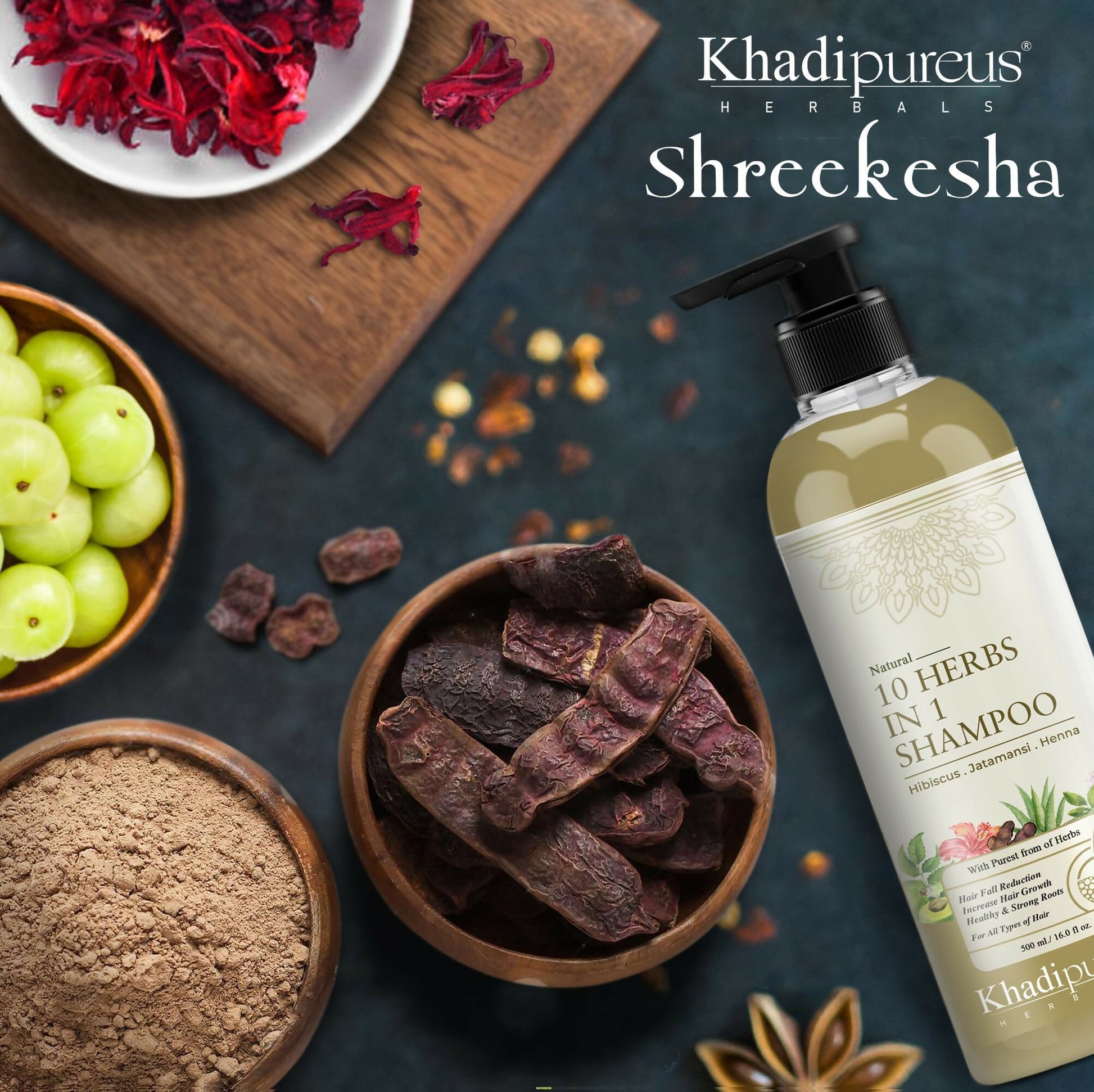 Khadi Pureus Herbals Shreekesha 10 Herbs in 1 Shampoo - Distacart