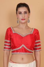 Thumbnail for Joban Fashion Silk Zari And Sequence Work Padded Blouse - Red