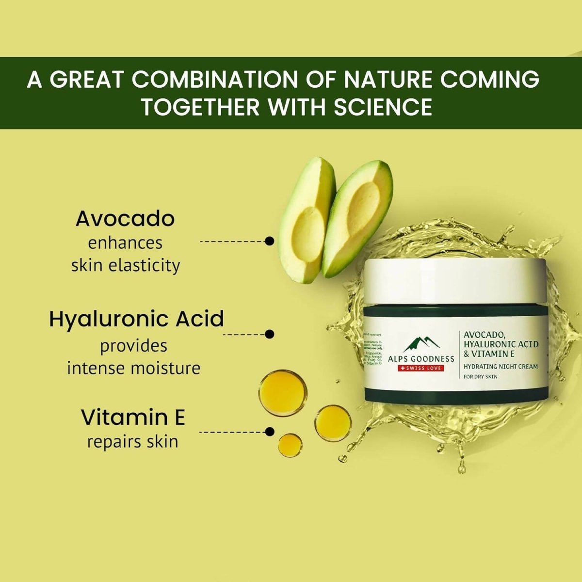Alps Goodness Avocado, Hyaluronic Acid & Vitamin E Hydrating Night Cream - Distacart