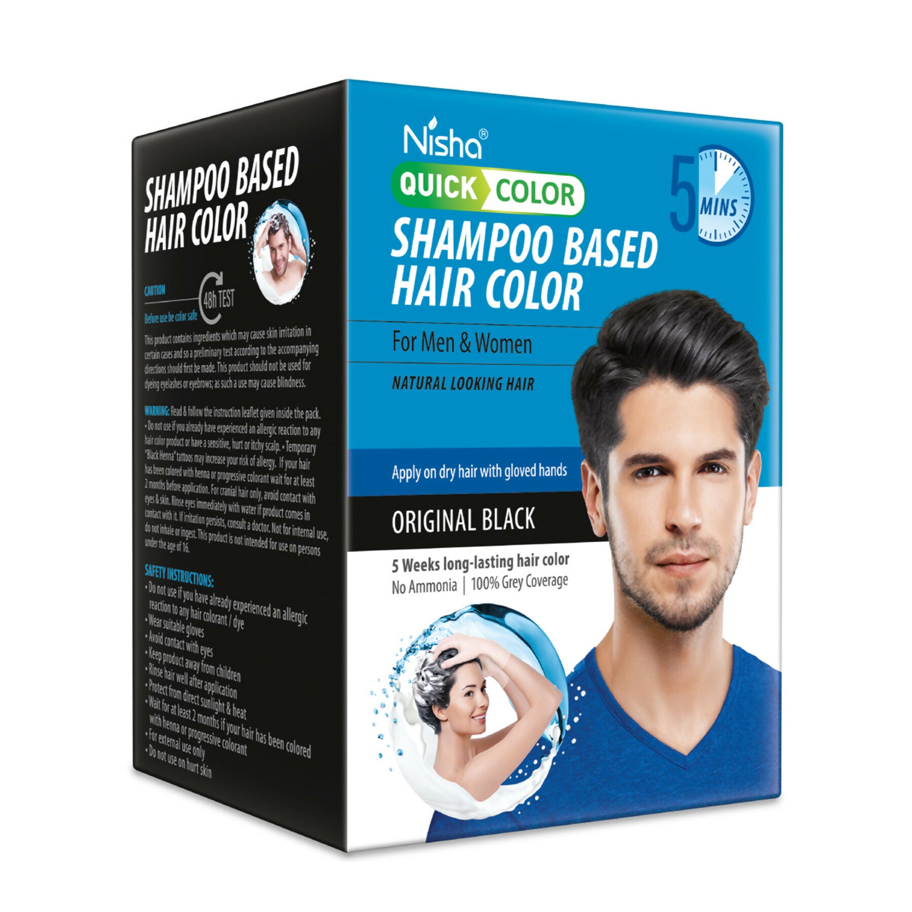 Nisha Quick Color Shampoo Hair Color-Original Black - Distacart