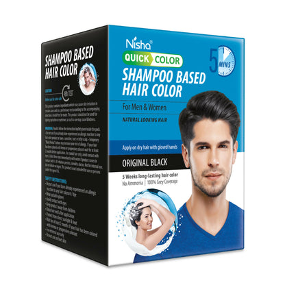 Nisha Quick Color Shampoo Hair Color-Original Black - Distacart