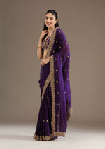 Thumbnail for Joban Fashion Blue Frendy Satin Silk Party Wear Sarees - Distacart