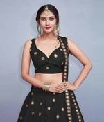 Thumbnail for Jyoti Fashion Beautiful Black Embroidered with Mirror work Art Silk Party Wear Lehenga Choli with Dupatta - Distacart