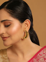 Thumbnail for Nuyug 22K Gold-Plated Stone Studded Crescent Shaped Stud Earrings
