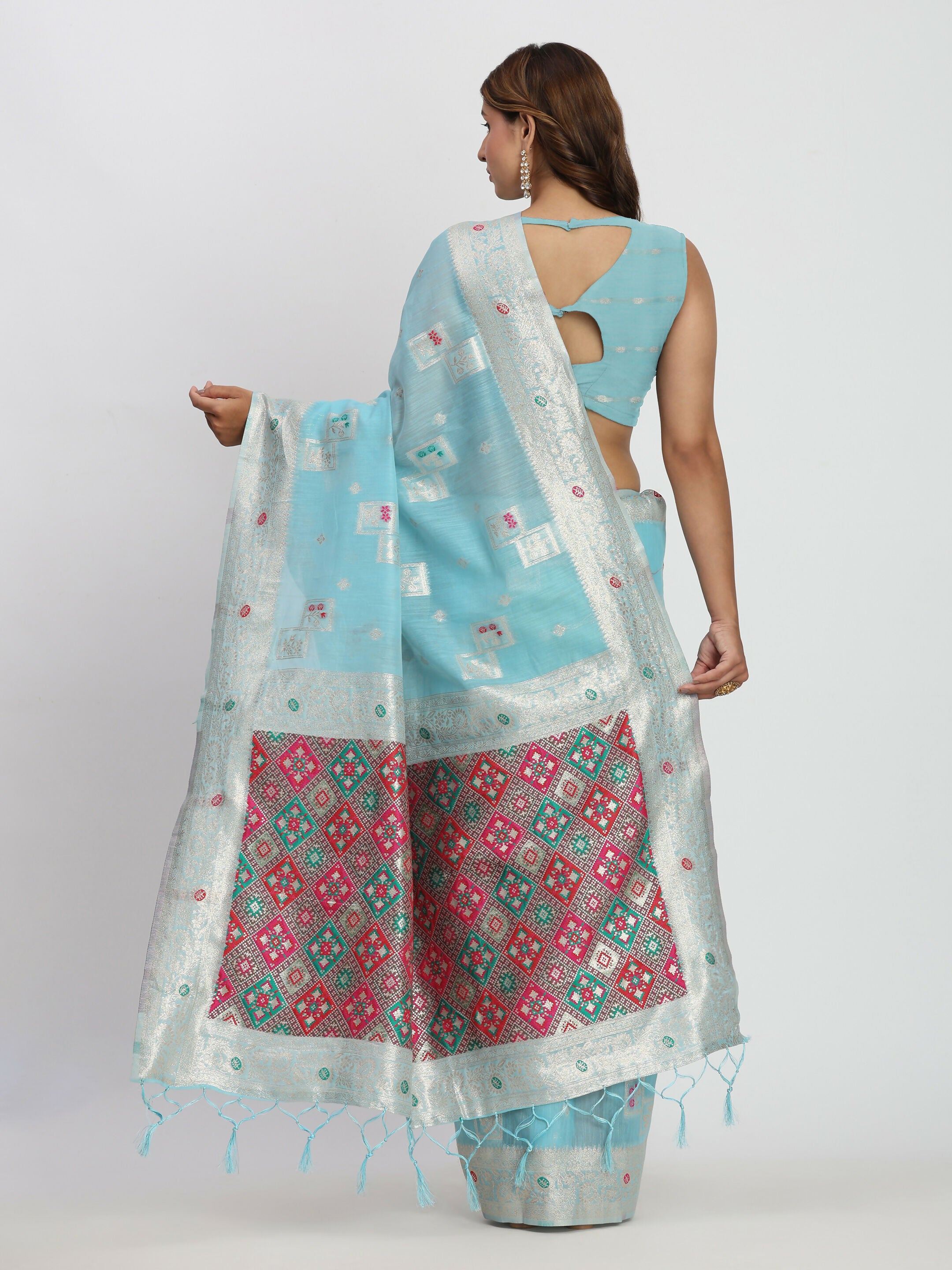 Astita Linen Cotton Sky Blue Saree