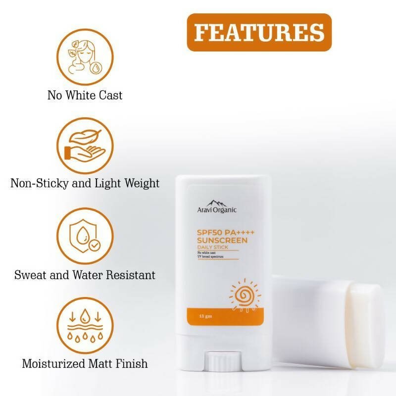 Aravi Organic SPF 50+ Daily Sunscreen Stick - Distacart