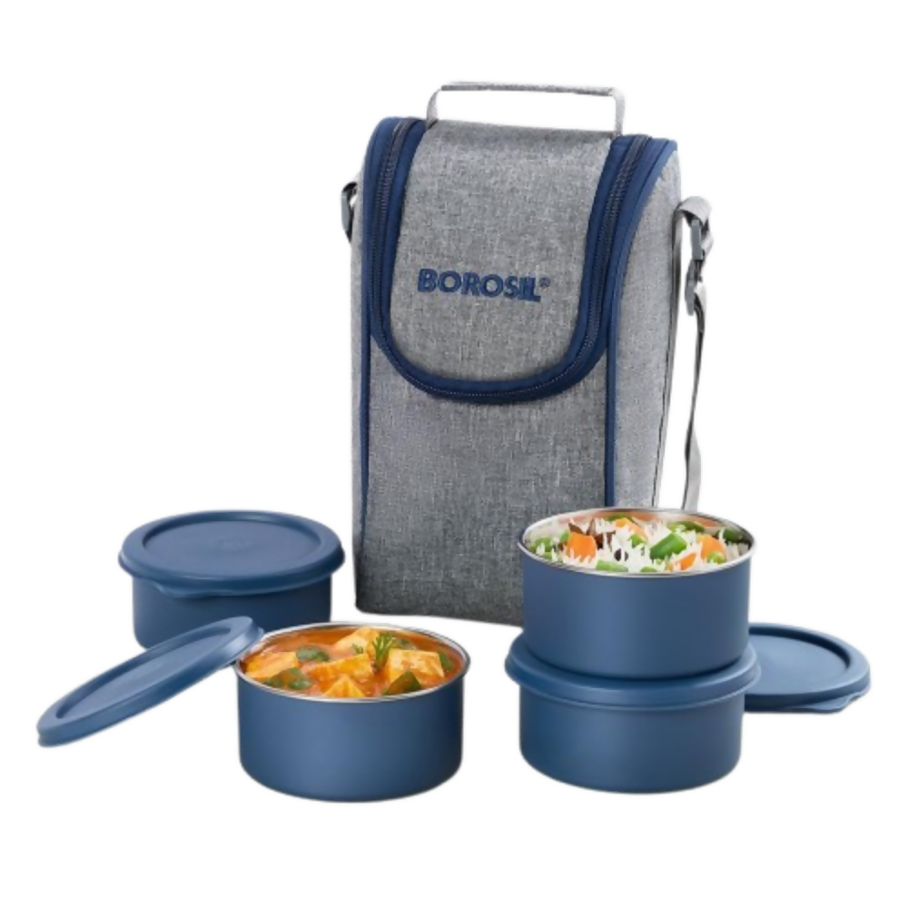 Borosil Carrymore Microwavable Stainless Steel Lunchbox with Bag - Dista