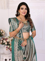 Thumbnail for Aastha Fashion Green Organza Silk Weaving Saree - Distacart