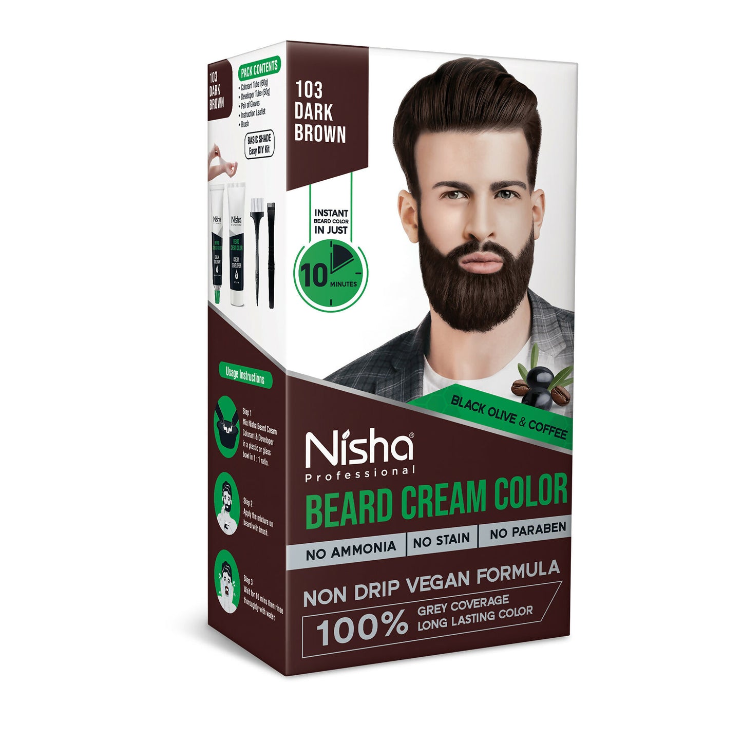 Nisha Beard Colour for Men - Dark Brown - Distacart