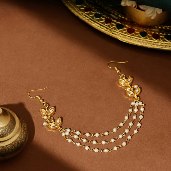 Ruby Raang Gold Kundan and Pearl Hair Jewelry - Distacart