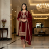 Joban Fashion Maroon Velvet Embroidery Sequence Work Readymade Kurta Set - Distacart