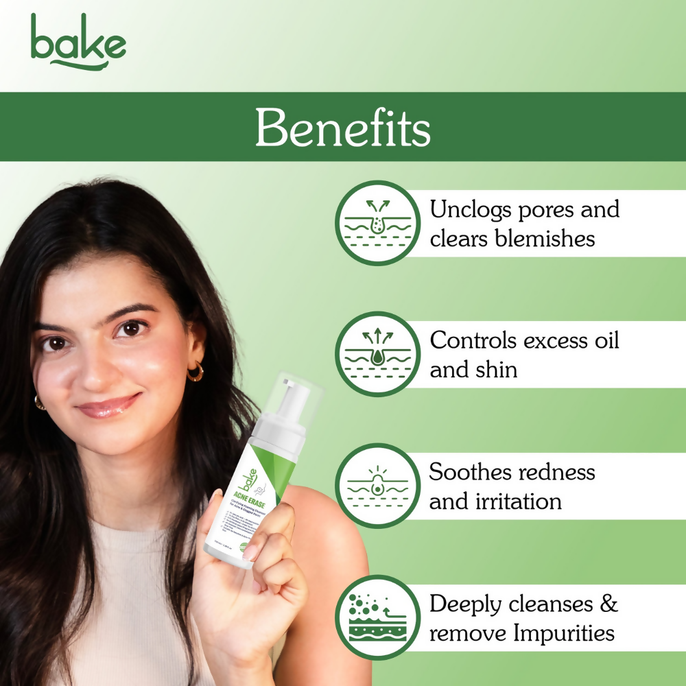 Bake Acne Erase Foaming Face Wash - Distacart