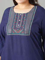 Thumbnail for Sztori Plus Size Floral Yoke Design Sequinned Straight Kurta