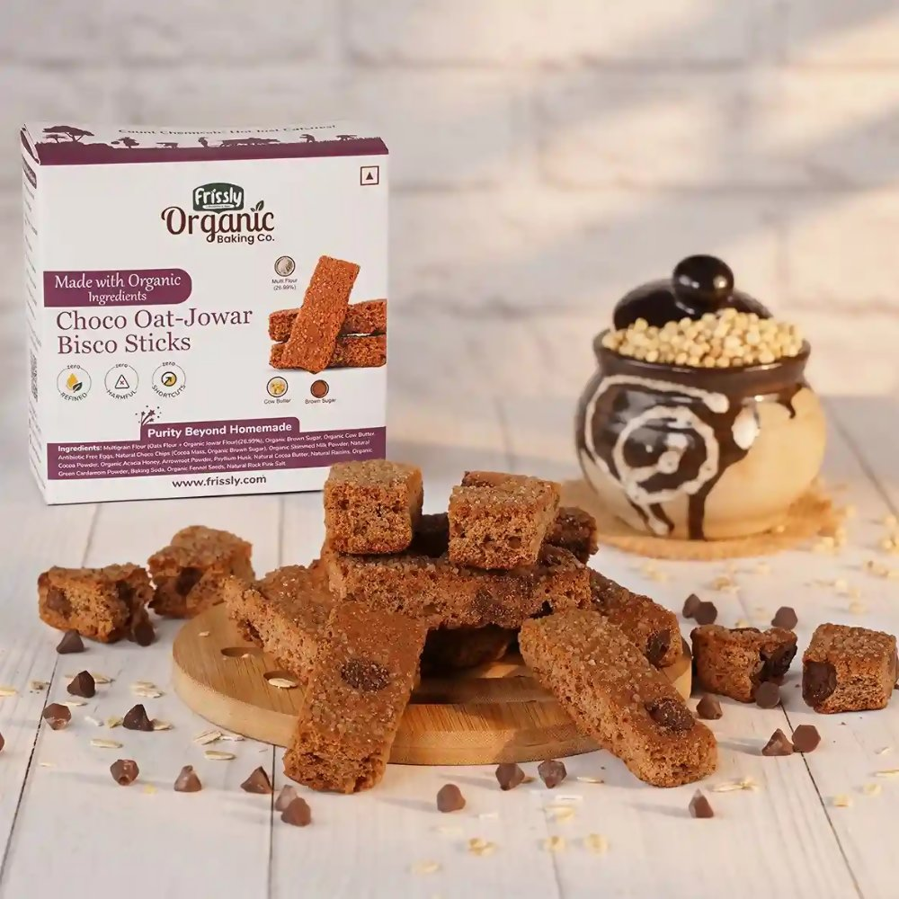 Frissly Organics Choco Oats Jowar Bisco Sticks - Dista