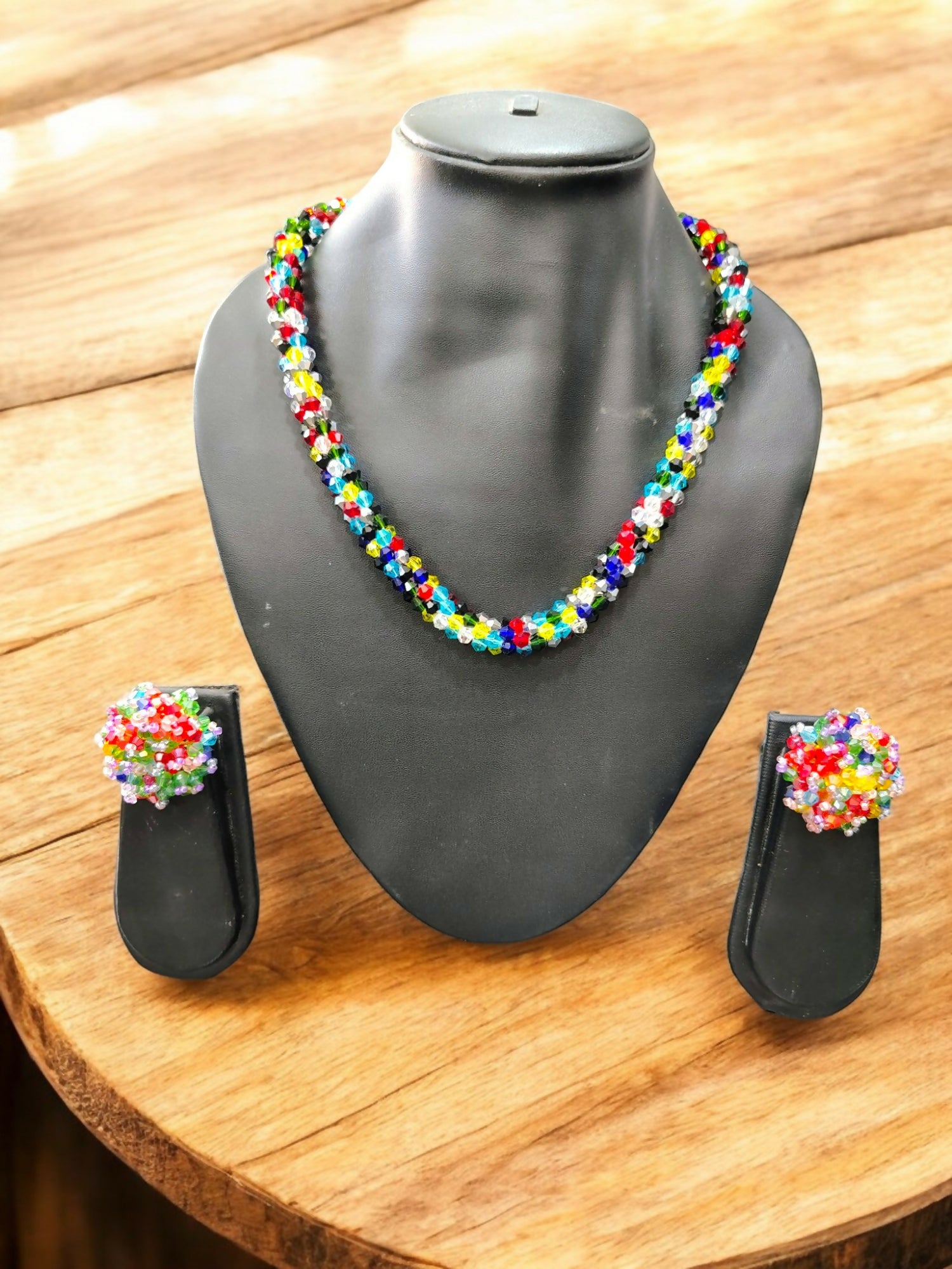 Inhanns Noor-E-Jalwa – Handmade Crystal Bead Necklace / Necklace With Earrings -Adjustable - Multi Colour - Distacart
