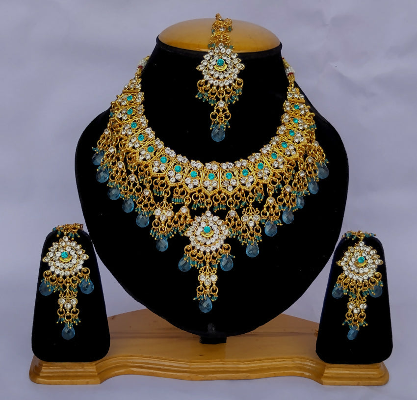 Joban Fashion Hand Made High Quality Gold Plated Base Metal Alloy Kundan Stone Studded Kundan Jewellery Set - Distacart