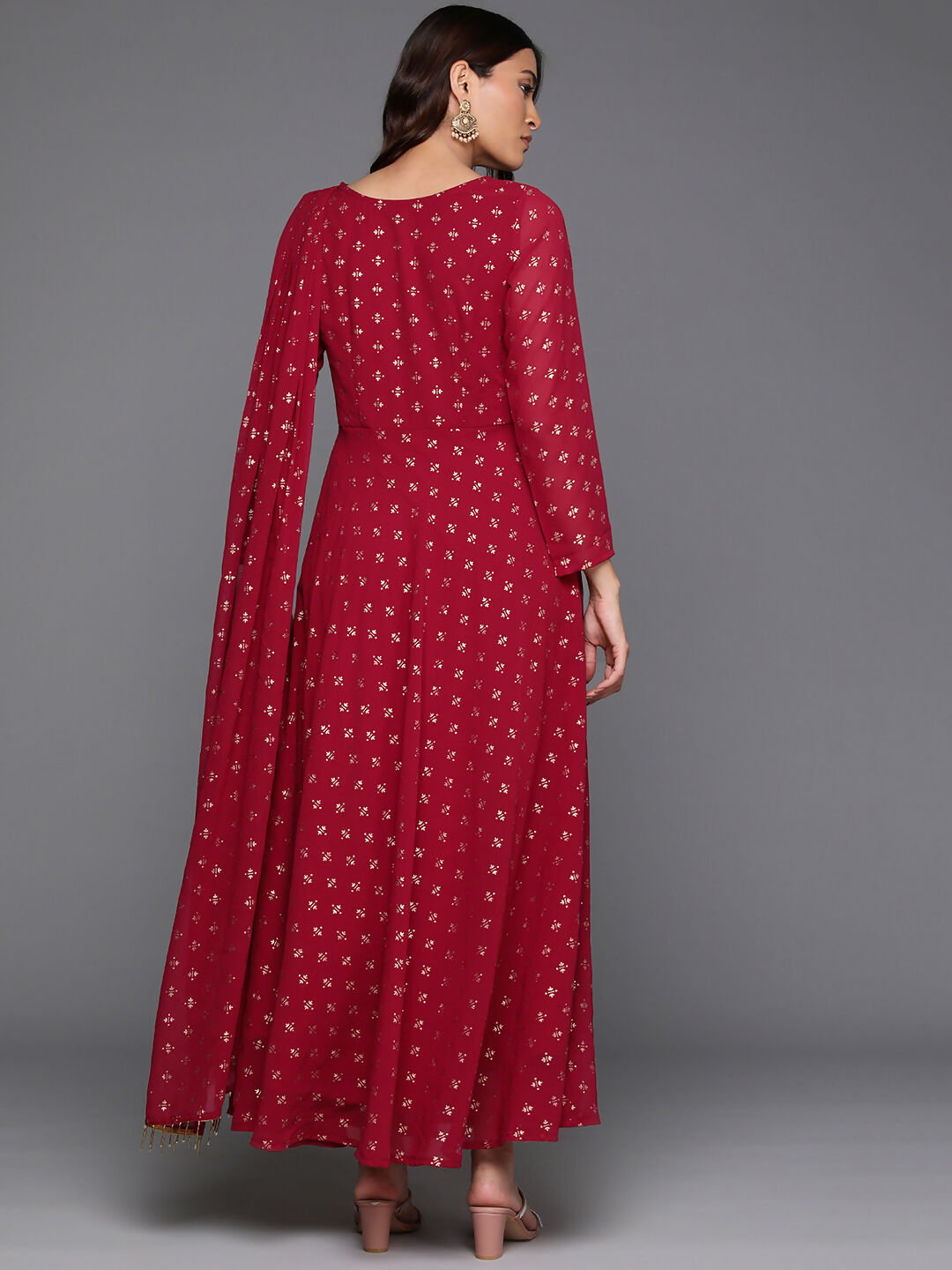 Ahalyaa Women's Traditional wear Ethnic Dress - Maroon - Distacart