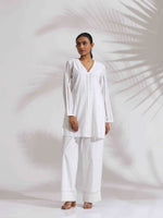 Thumbnail for trueBrowns White Cotton Schiffli Co-ord Set