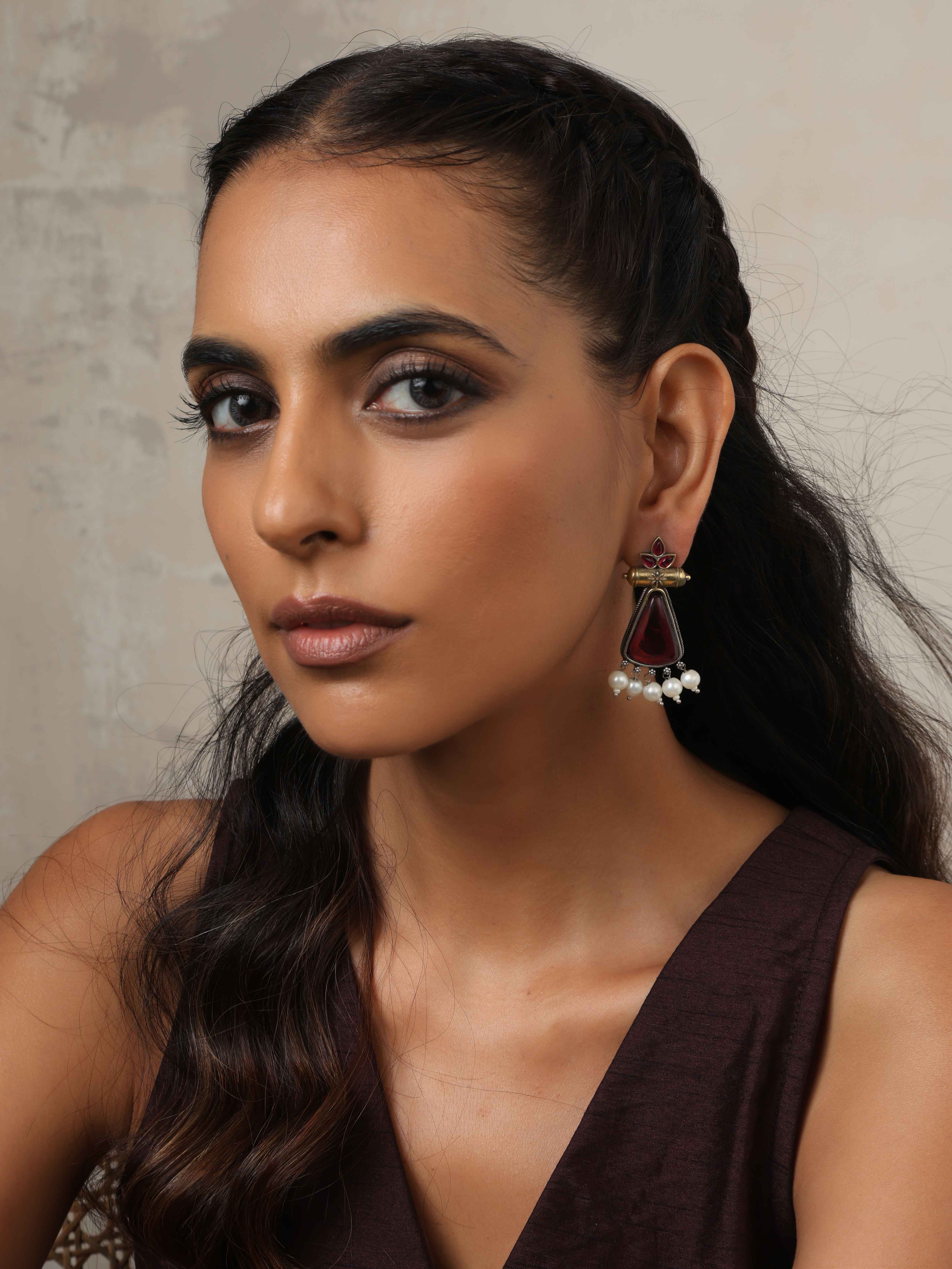 trueBrowns Silver Gold Tone Petal Dangle Earrings - Distacart