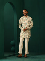 Thumbnail for trueBrowns Men's Teal Floral Cotton Printed Co-ord Set - Distacart