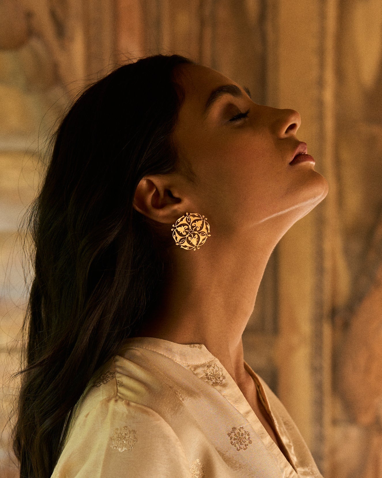 trueBrowns Gold-Polished Leaf Earrings