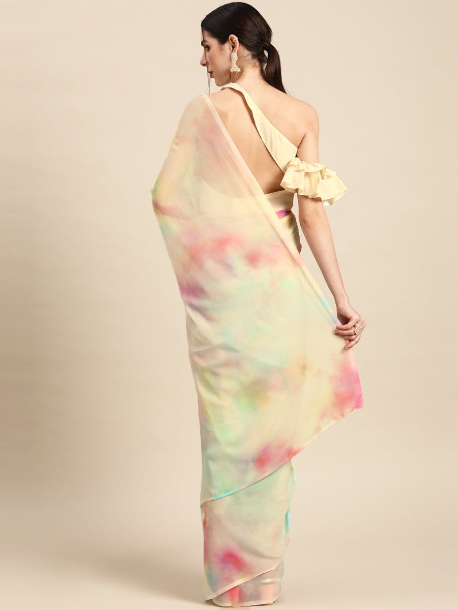 Ahalyaa Abstract Digital Printed Chiffon Saree - Distacart